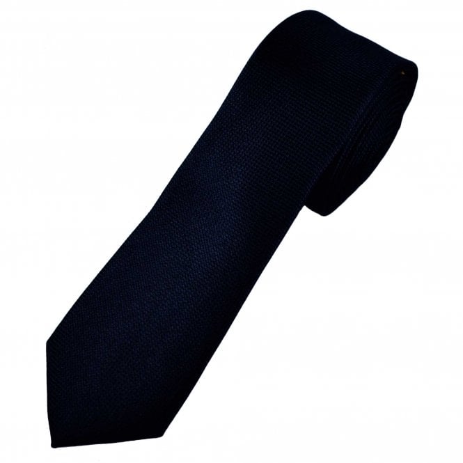 Ties Planet Gold Label Midnight Navy Blue Textured Luxury Silk Men's Skinny Tie