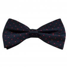 Ties Planet Gold Label Navy Blue & Red Polka Dot Printed Silk Men's Bow Tie