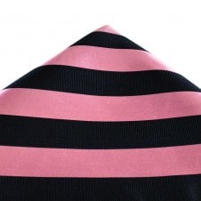 Ties Planet Gold Label Navy & Pink Striped Silk Pocket Square Handkerchief