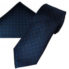 Ties Planet Gold Label Navy & Royal Blue Polka Dot Silk Men's Tie & Pocket Square Set