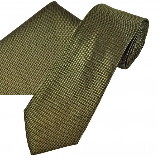 Ties Planet Gold Label Olive Textured Luxury Silk Men's Tie & Pocket Square Handkerchief Set
