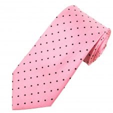 Ties Planet Gold Label Pink & Black Polka Dot Silk Tie