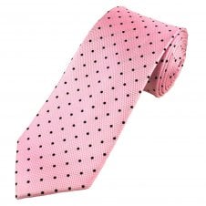 Ties Planet Gold Label Pink & Navy Blue Polka Dot Men's Silk Tie