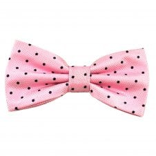 Ties Planet Gold Label Pink & Navy Blue Polka Dot Silk Bow Tie
