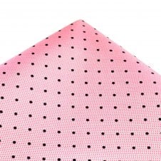 Ties Planet Gold Label Pink & Navy Blue Polka Dot Silk Pocket Square Handkerchief