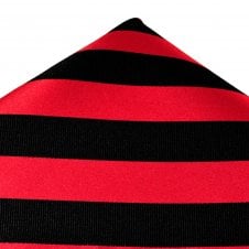 Ties Planet Gold Label Red & Black Striped Silk Pocket Square Handkerchief