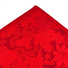 Ties Planet Gold Label Red Self Flower Patterned Silk Pocket Square Handkerchief