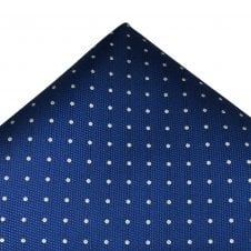 Ties Planet Gold Label Royal Blue & White Polka Dot Silk Pocket Square Handkerchief
