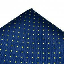 Ties Planet Gold Label Royal Blue & Yellow Polka Dot Silk Pocket Square Handkerchief 