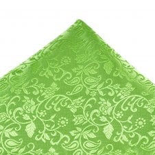 Ties Planet Gold Label Sage Green Self Leaves Patterned Silk Pocket Square Handkerchief