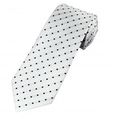 Ties Planet Gold Label White & Black Polka Dot Men's Silk Tie