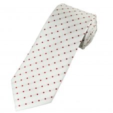 Ties Planet Gold Label White & Red Polka Dot Men's Silk Tie