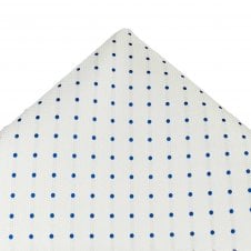 Ties Planet Gold Label White & Royal Blue Polka Dot Silk Pocket Square Handkerchief
