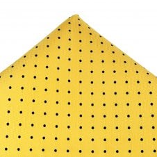 Ties Planet Gold Label Yellow & Black Polka Dot Silk Pocket Square Handkerchief