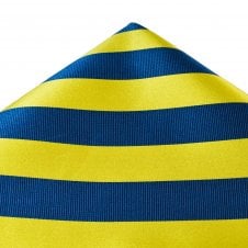 Ties Planet Gold Label Yellow & Blue Striped Silk Pocket Square Handkerchief