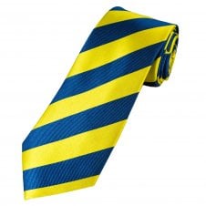 Ties Planet Gold Label Yellow & Blue Striped Silk Tie