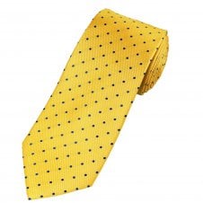 Ties Planet Gold Label Yellow & Royal Blue Polka Dot Men's Silk Tie