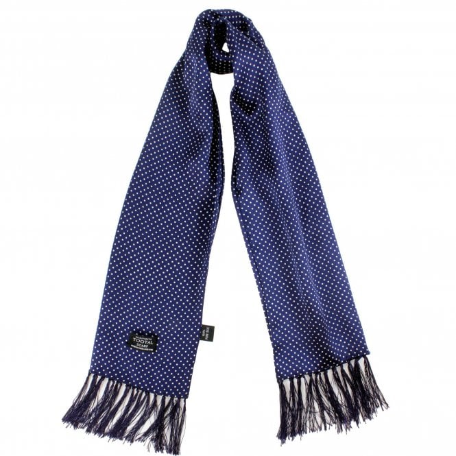 Tootal French Navy Blue & White Polka Dot Silk Scarf