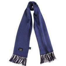 Tootal French Navy Blue & White Polka Dot Silk Scarf