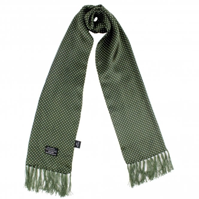 Tootal Green & White Polka Dot Silk Scarf