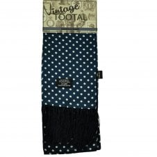 Tootal Navy Blue & White Polka Dot Silk Scarf