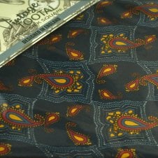Tootal Vintage Tile Print & Paisley Navy Blue Silk Pocket Square Handkerchief