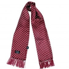 Tootal Wine Red & Ivory Polka Dot Printed Silk Scarf