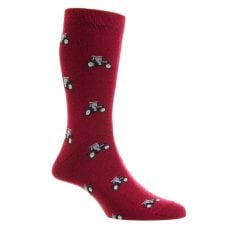 Tractors Wine Red Cotton Rich Men's Novelty Socks