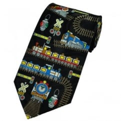 Trains & Tracks Novelty Black Tie