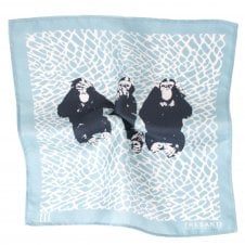 Tresanti 3 Wise Monkeys Silk Pocket Square Handkerchief