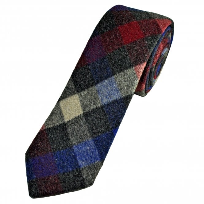 Tresanti Black, Beige, Royal Blue & Red Checked Men's Wool Blend Tie