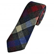 Tresanti Black, Beige, Royal Blue & Red Checked Men's Wool Blend Tie