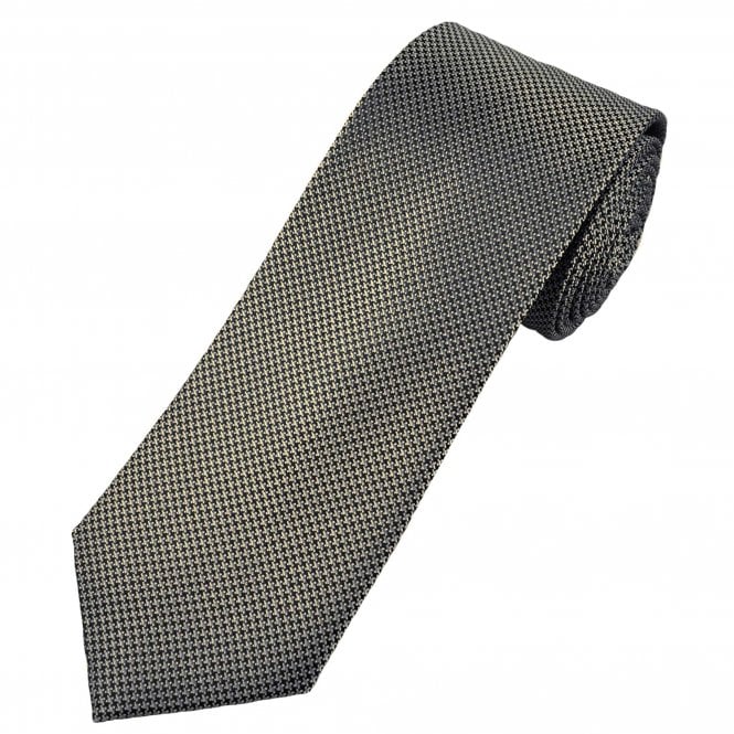 Tresanti Black, Beige & Silver Pattern Men's Silk Tie 