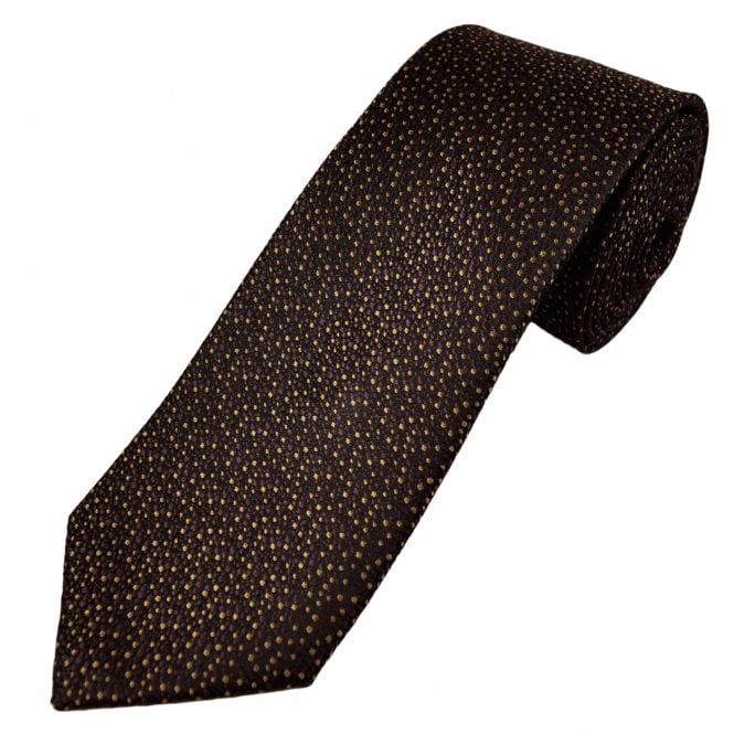 Tresanti Black, Brown & Golden Beige Spot Pattern Men's Silk Designer Tie