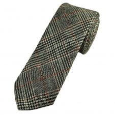 Tresanti Black, Cream & Red Check Pattern 100% Wool Men's Tie