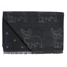 Tresanti Black & Grey Bulldog And Dot Double Face Scarf