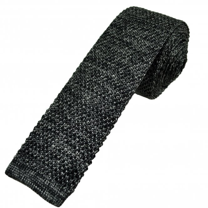 Tresanti Black & Grey Patterned Silk Knitted Skinny Tie