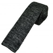 Tresanti Black & Grey Patterned Silk Knitted Skinny Tie
