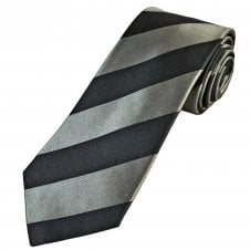 Tresanti Black & Grey Striped Men's Silk Designer Tie