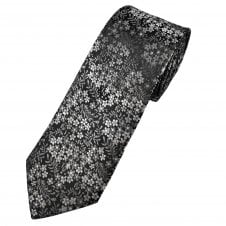 Tresanti Black, Silver & Grey Flower Pattern Men's Silk Tie