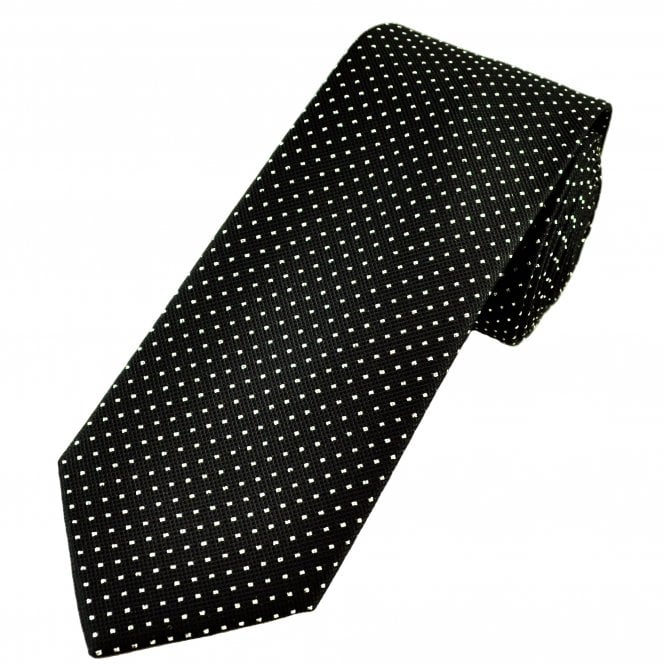 Tresanti Black & Silver Lurex Polka Dot Silk Blend Men's Tie