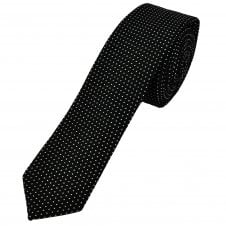Tresanti Black & Silver Polka Dot Cotton Narrow Tie 