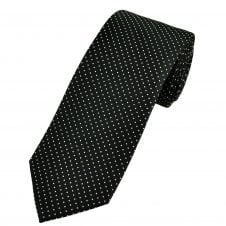 Tresanti Black & Silver White Patterned Men's Silk Designer Tie