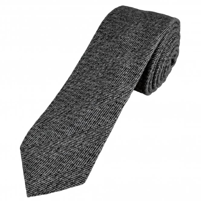 Tresanti Black & White Men's Wool Blend Skinny Tie