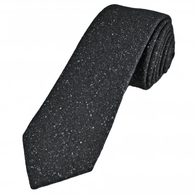 Tresanti Black with White Fleck Pattern Men's Wool Blend Tie