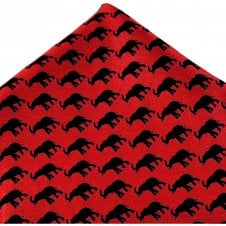 Tresanti Blood Red with Black Elephant Luxury Silk Pocket Square Handkerchief