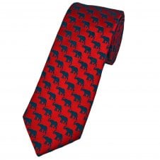 Tresanti Blood Red with Navy Blue Elephant Luxury Silk Men's Tie