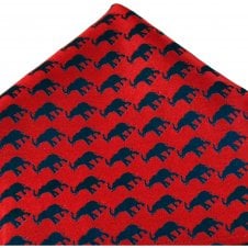 Tresanti Blood Red with Navy Blue Elephant Luxury Silk Pocket Square Handkerchief