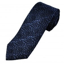 Tresanti Blue & Navy Leaf Pattern Men's Silk Designer Tie