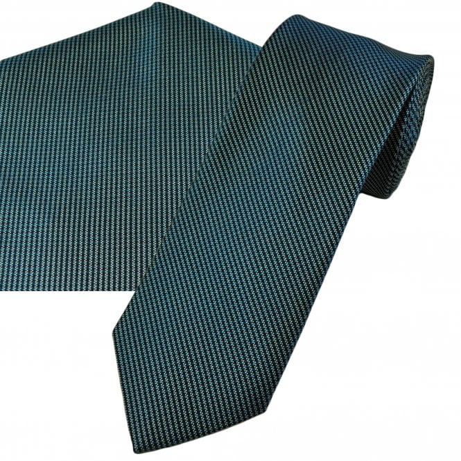 Tresanti Blue & Navy Micro Houndstooth Pattern Men's Designer Silk Tie & Pocket Square Handkerchief Set